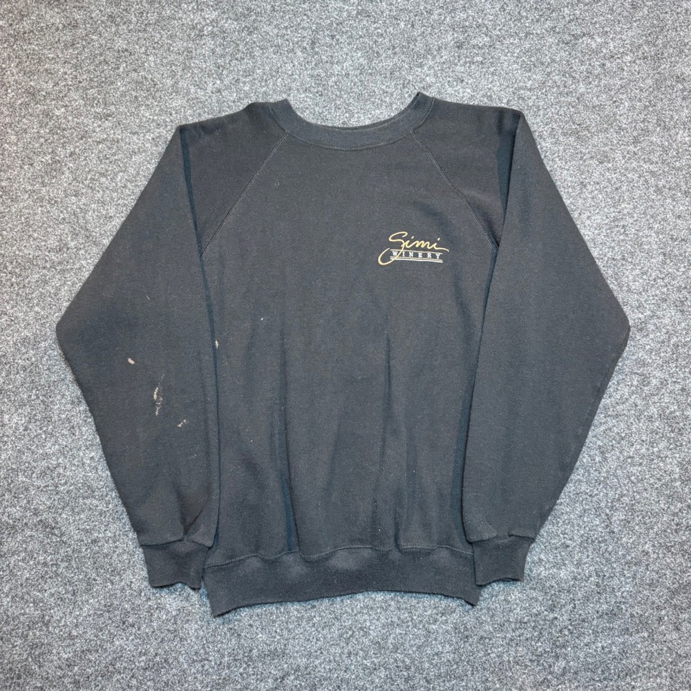 Vintage Hanes Simi Winery Sweatshirt Black Raglan Large Made in USA 90s Graphic